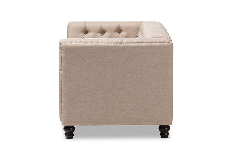 Geneva Beige Fabric Button-Tufted 2-Seater Loveseat iHome Studio