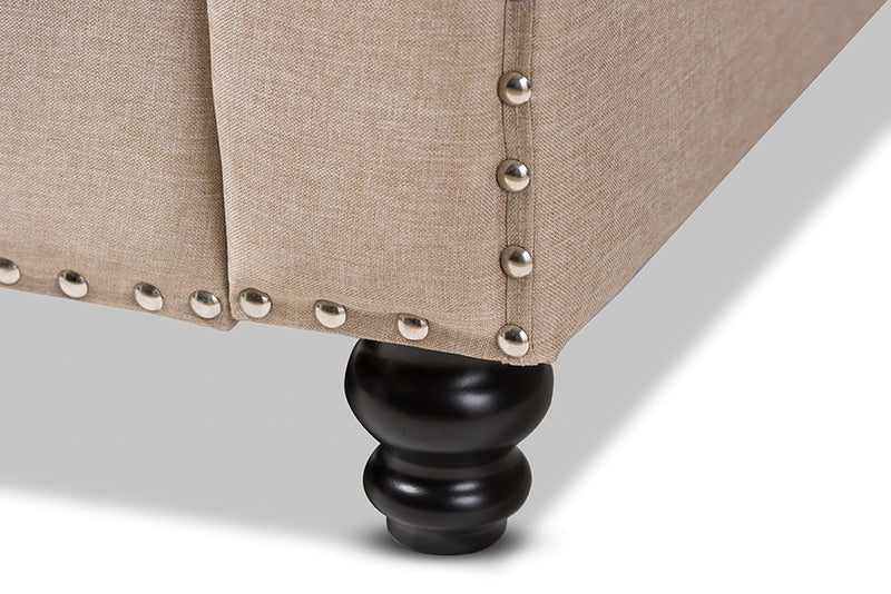 Geneva Beige Fabric Button-Tufted 2-Seater Loveseat iHome Studio