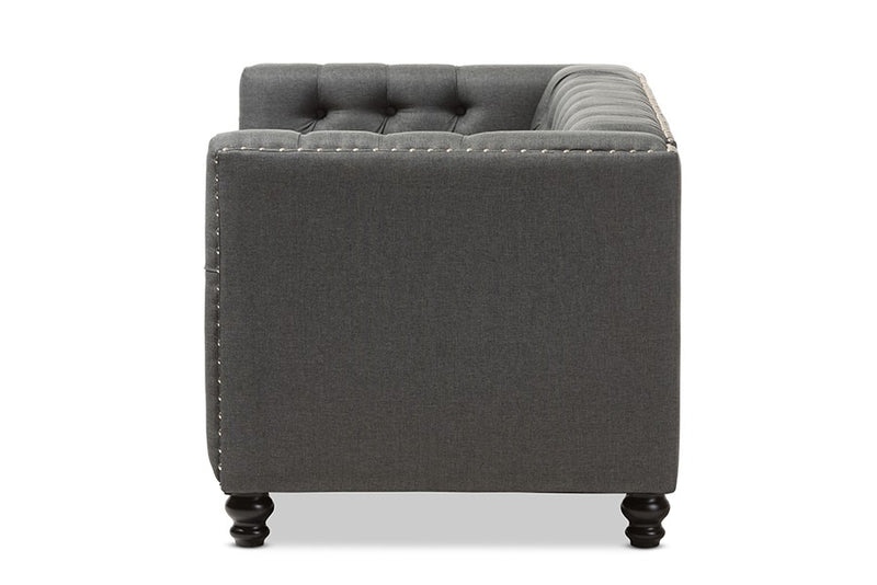 Geneva Grey Fabric Button-Tufted 2-Seater Loveseat iHome Studio