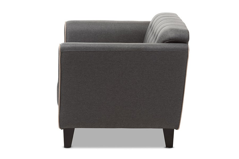 Lottie Grey Fabric Button-Tufted 2-Seater Loveseat iHome Studio