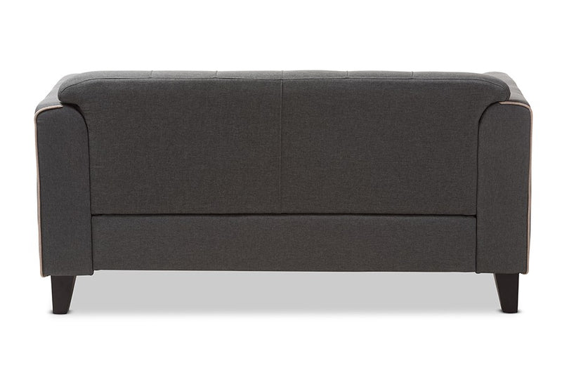 Lottie Grey Fabric Button-Tufted 2-Seater Loveseat iHome Studio