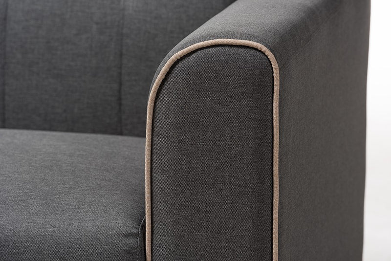 Lottie Grey Fabric Button-Tufted 2-Seater Loveseat iHome Studio