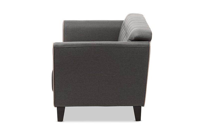 Lottie Grey Fabric Button-Tufted 3-Seater Sofa iHome Studio