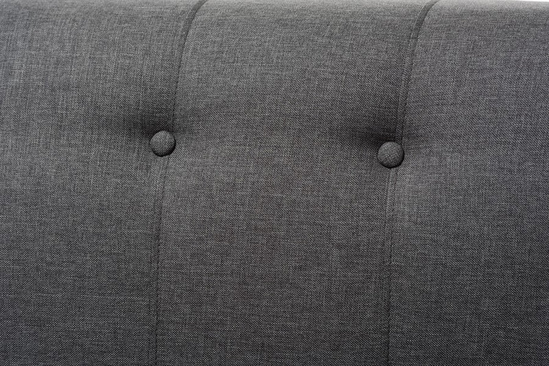 Lottie Grey Fabric Button-Tufted 3-Seater Sofa iHome Studio