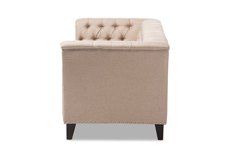 Prima Beige Fabric Button-Tufted 3-Seater Sofa iHome Studio