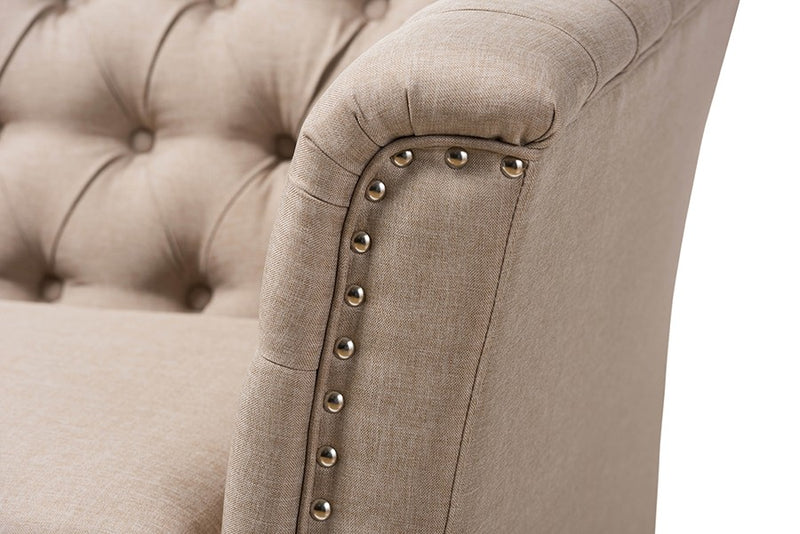 Prima Beige Fabric Button-Tufted 3-Seater Sofa iHome Studio