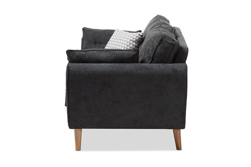 Miranda Dark Grey Fabric Upholstered Loveseat iHome Studio