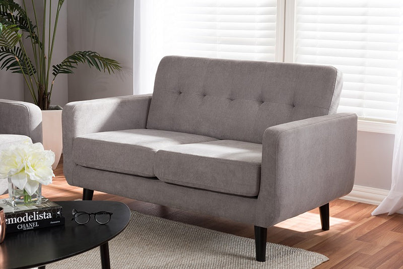 Carina Light Grey Fabric Upholstered Loveseat iHome Studio