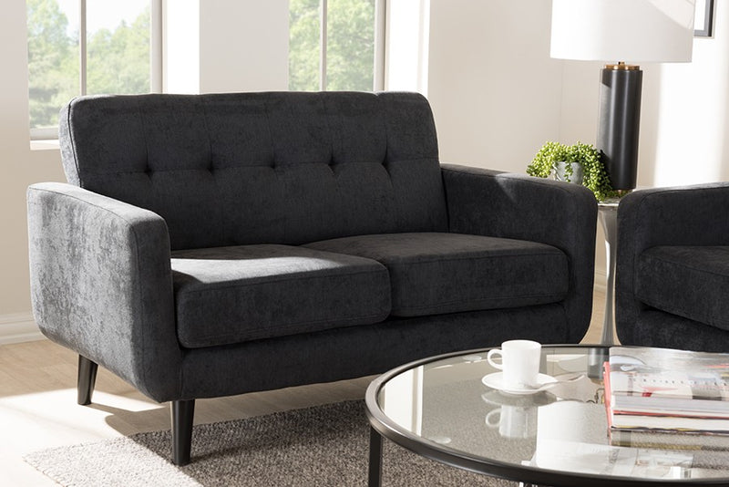 Carina Dark Grey Fabric Upholstered Loveseat iHome Studio