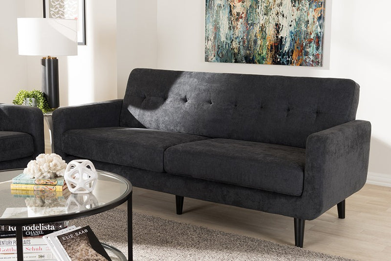 Carina Dark Grey Fabric Upholstered Sofa iHome Studio