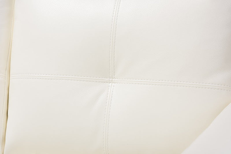 Adalynn White Faux Leather Upholstered Loveseat iHome Studio