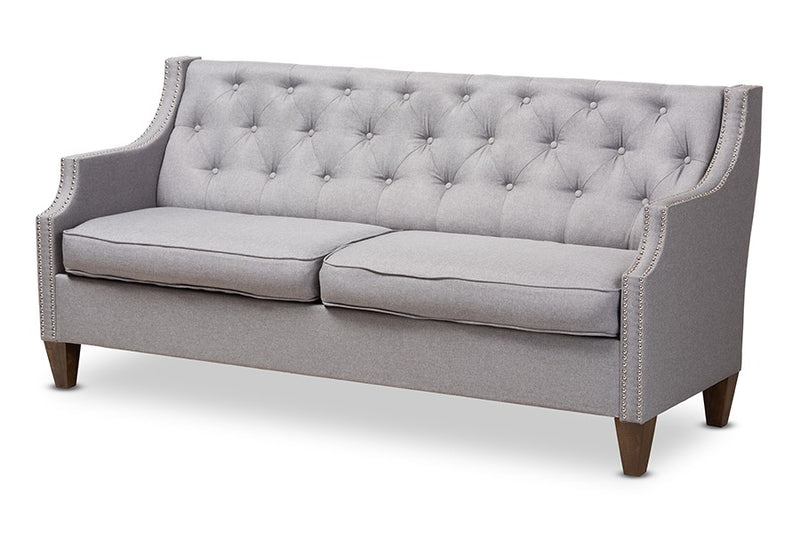 Celine Grey Fabric Upholstered Button-Tufted 3-Seater Sofa iHome Studio
