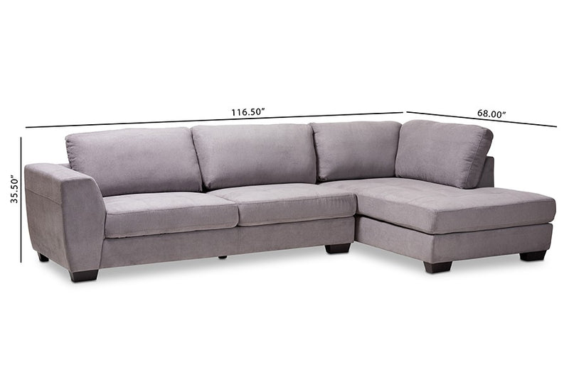 Petra Gray Fabric Upholstered Right Facing Sectional Sofa iHome Studio