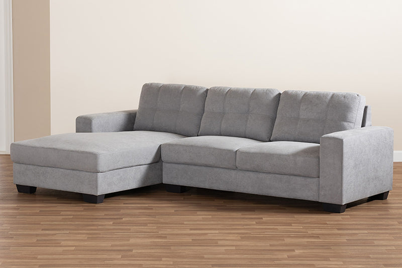 Langley Light Grey Fabric Upholstered Sectional Sofa with Left Facing Chaise iHome Studio