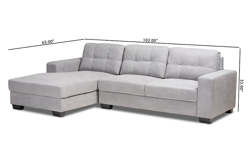 Langley Light Grey Fabric Upholstered Sectional Sofa with Left Facing Chaise iHome Studio