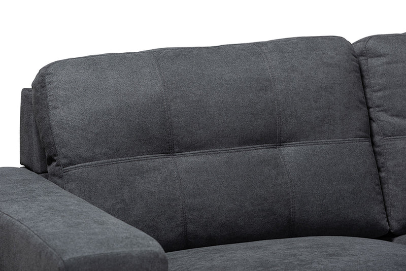 Langley Dark Grey Fabric Upholstered Sectional Sofa with Right Facing Chaise iHome Studio