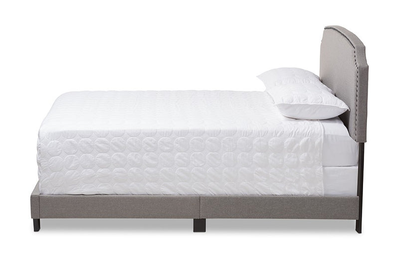 Odette Light Grey Fabric Upholstered Bed (Queen) iHome Studio