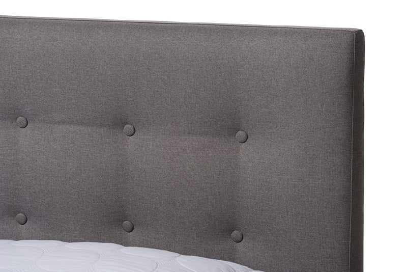 Alinia Grey Fabric Upholstered Walnut Wood Platform Bed (King) iHome Studio