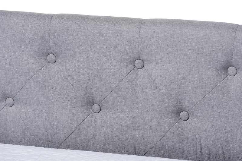 Cherine Grey Fabric Upholstered Daybed w/Trundle (Twin) iHome Studio