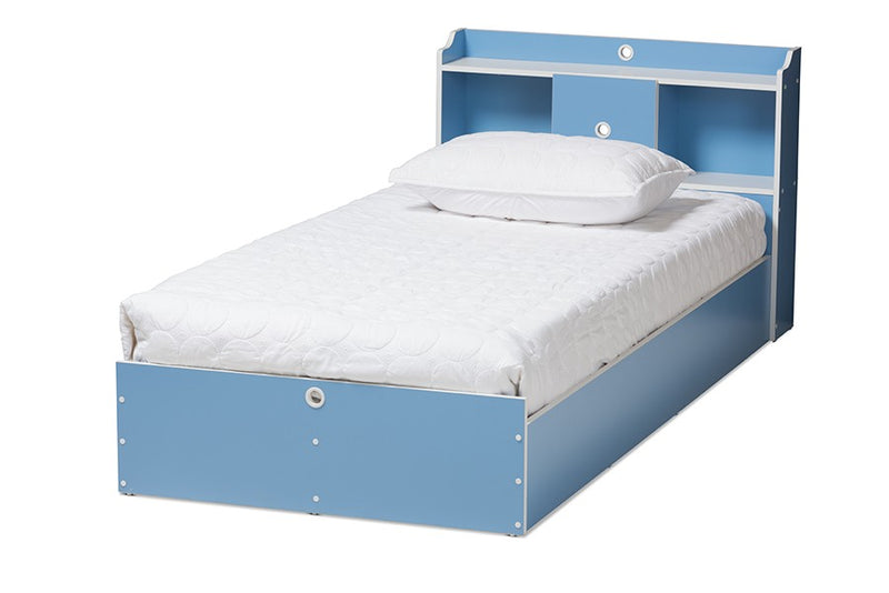 Aeluin Children's Blue , White Platform Bed (Twin) iHome Studio