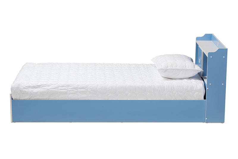 Aeluin Children's Blue , White Platform Bed (Twin) iHome Studio