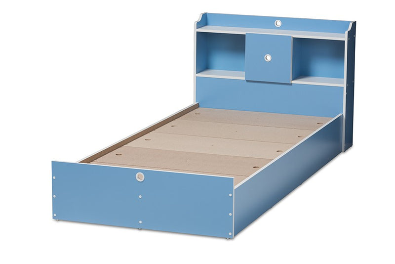 Aeluin Children's Blue , White Platform Bed (Twin) iHome Studio