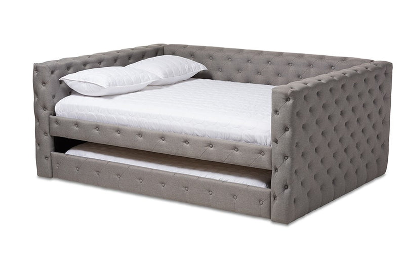 Anabella Grey Fabric Upholstered Daybed w/Trundle (Full) iHome Studio