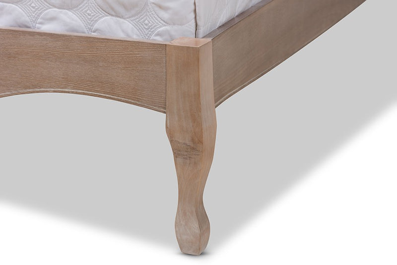 Campagne Beige Fabric Upholstered Light Oak Platform Bed (Queen) iHome Studio