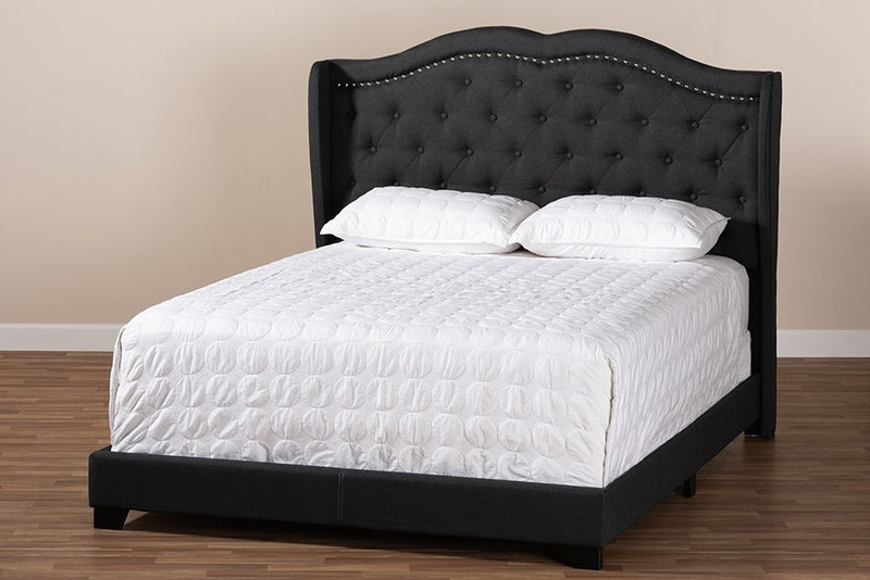 Aden Charcoal Grey Fabric Upholstered Bed (King) iHome Studio