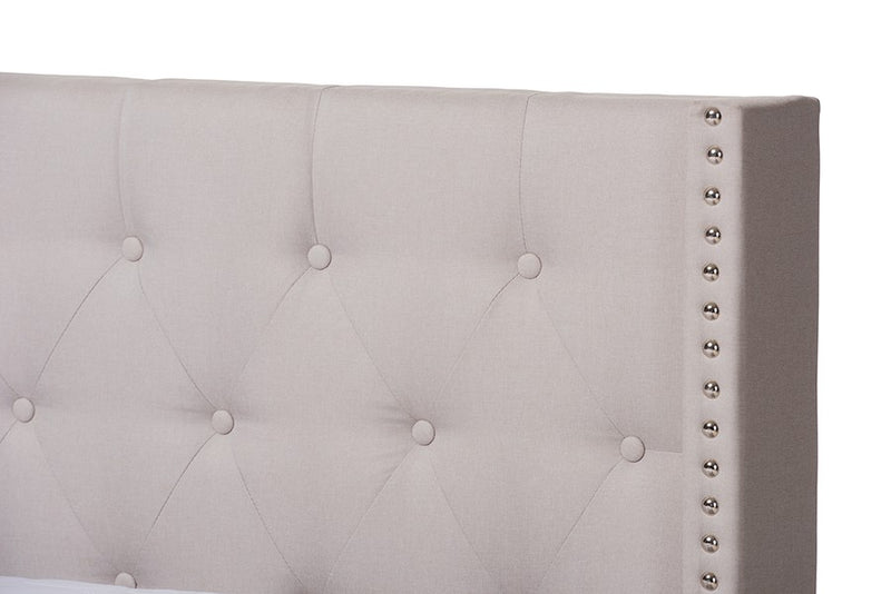 Brady Beige Fabric Upholstered Bed (Queen) iHome Studio