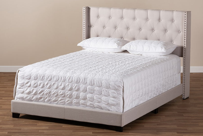 Brady Beige Fabric Upholstered Bed (Queen) iHome Studio