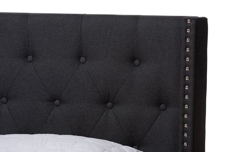 Brady Charcoal Grey Fabric Upholstered Bed (Queen) iHome Studio