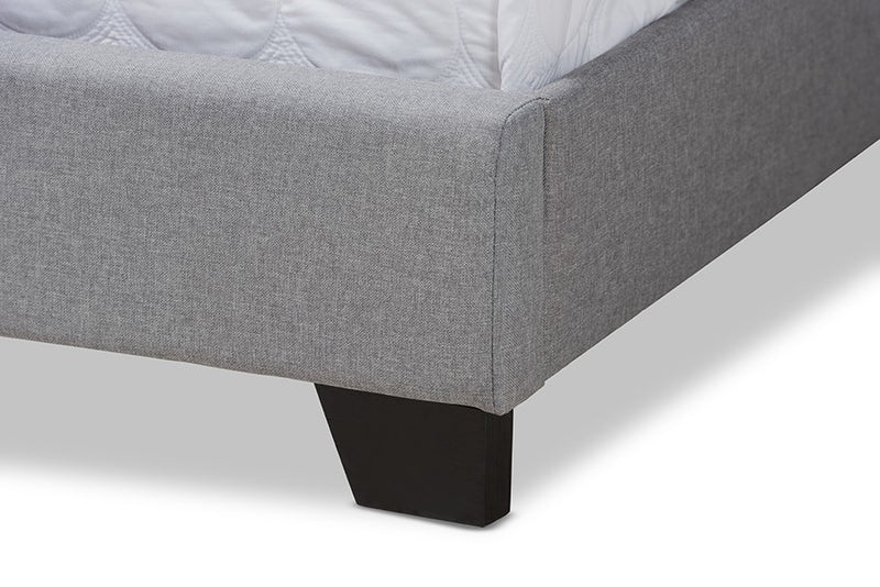 Brady Light Grey Fabric Upholstered Bed (Queen) iHome Studio