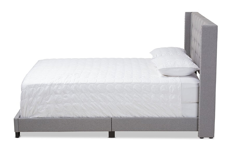 Brady Light Grey Fabric Upholstered Bed (King) iHome Studio