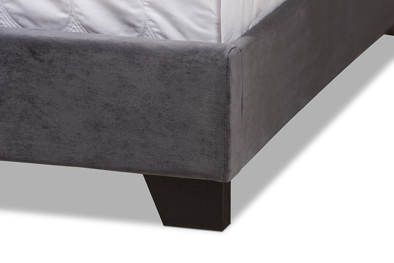 Candace Dark Grey Velvet Upholstered Bed (King) iHome Studio