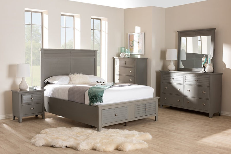 Indira Grey Wood 6-Piece Bedroom Set (Queen) iHome Studio