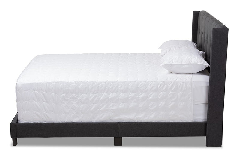 Lisette Charcoal Grey Fabric Upholstered Bed (Full) iHome Studio