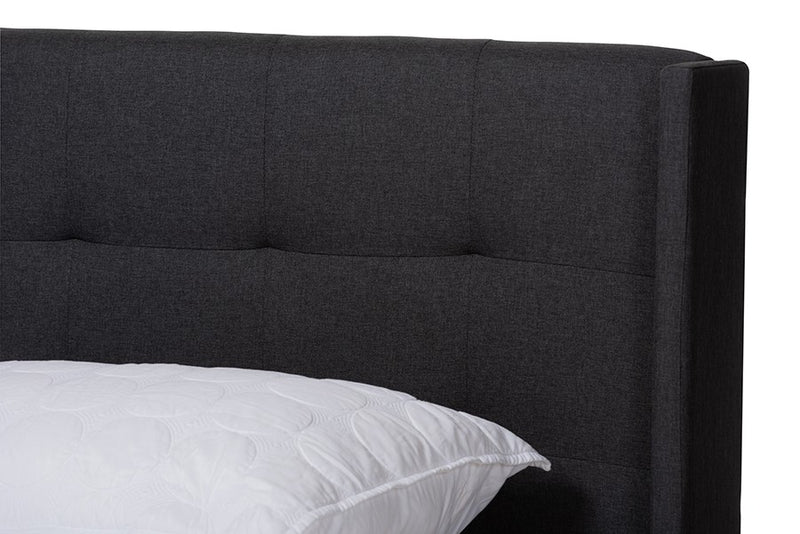 Lisette Charcoal Grey Fabric Upholstered Bed (Full) iHome Studio