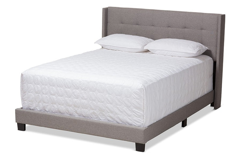 Lisette Grey Fabric Upholstered Bed (Full) iHome Studio