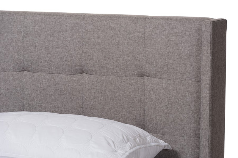 Lisette Grey Fabric Upholstered Bed (Full) iHome Studio