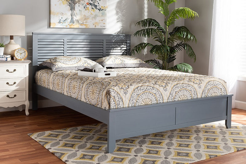 Adela Grey Wood Platform Bed (Queen) iHome Studio