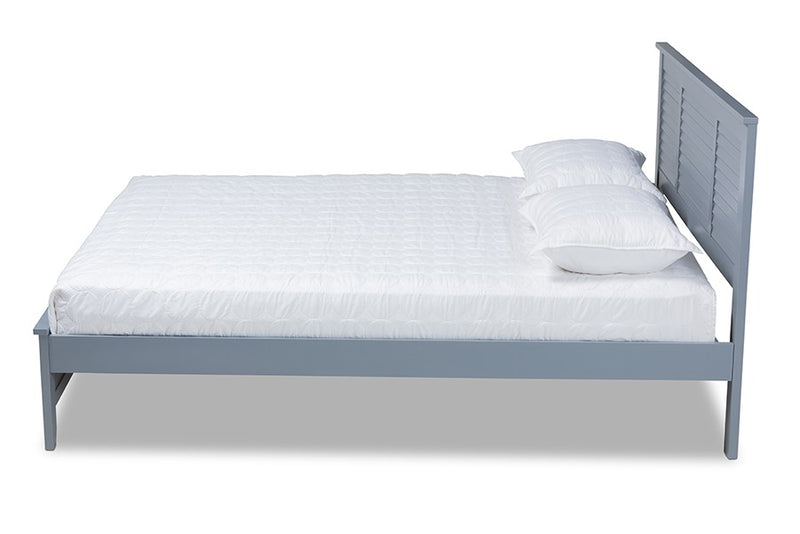 Adela Grey Wood Platform Bed (Queen) iHome Studio