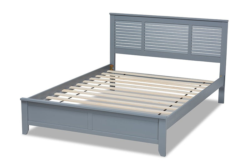 Adela Grey Wood Platform Bed (Queen) iHome Studio