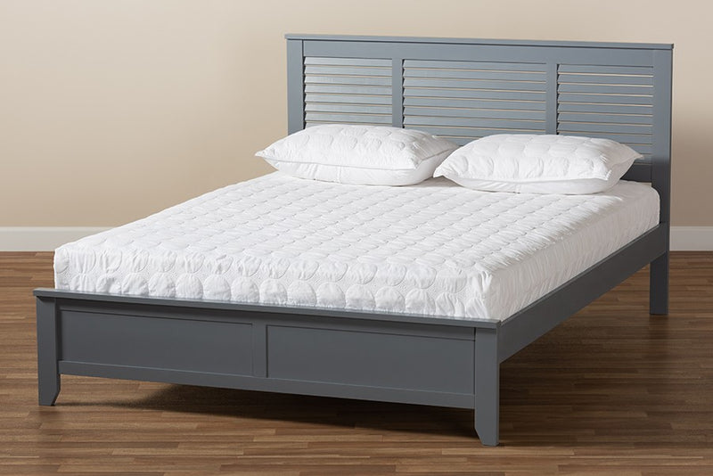 Adela Grey Wood Platform Bed (Queen) iHome Studio