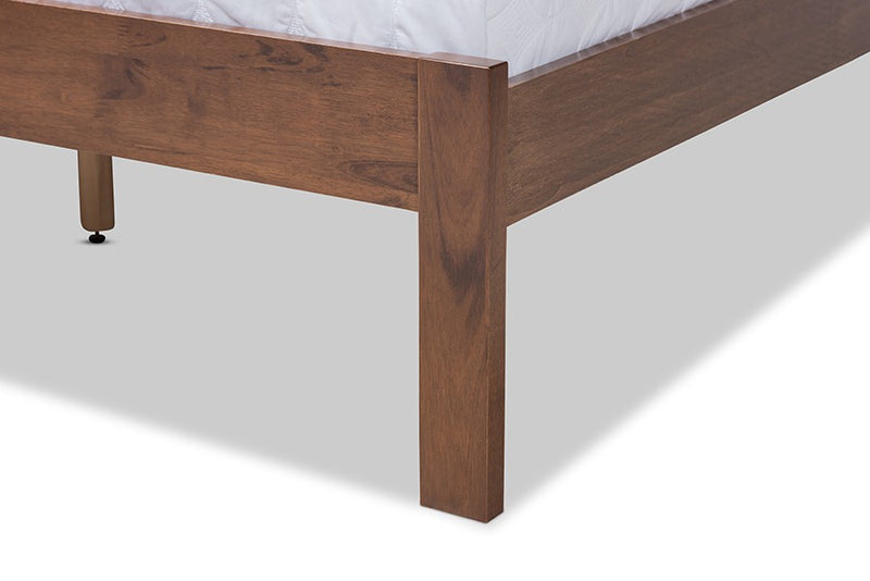 Malene Walnut Wood Platform Bed (Full) iHome Studio