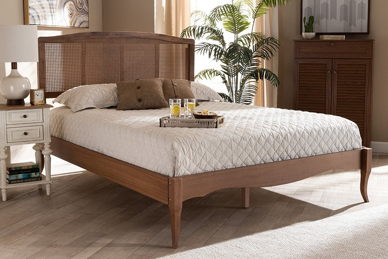 Marieke Ash Wanut Wood , Synthetic Rattan Platform Bed (Queen) iHome Studio