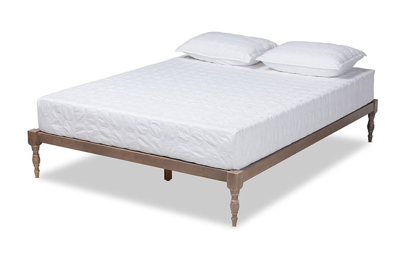 Iseline Antique Oak Wood Platform Bed Frame (Full) iHome Studio