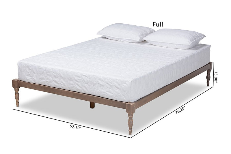 Iseline Antique Oak Wood Platform Bed Frame (Full) iHome Studio
