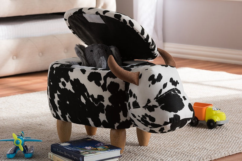 Jaxson Wool Upholstered Buffalo Storage Ottoman iHome Studio