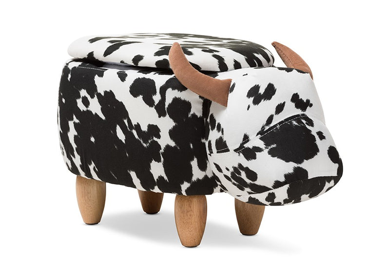 Jaxson Wool Upholstered Buffalo Storage Ottoman iHome Studio